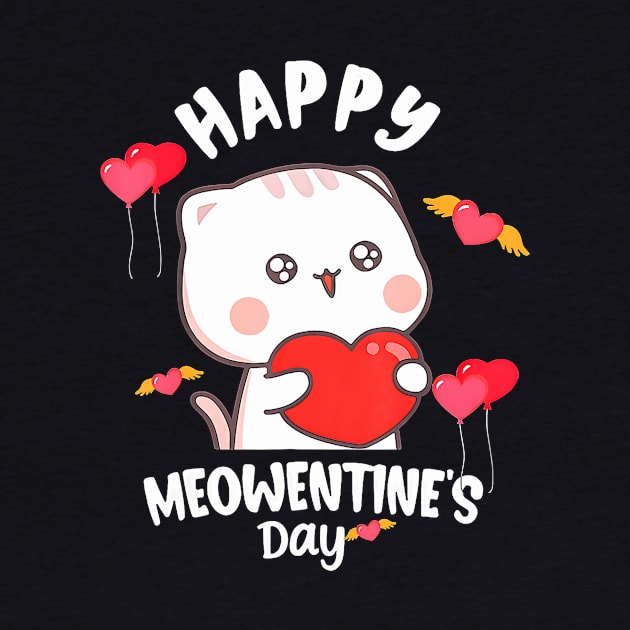 Happy Meowentine's Day Shirt Valentine Cat Lover Cute Kitten by Neldy